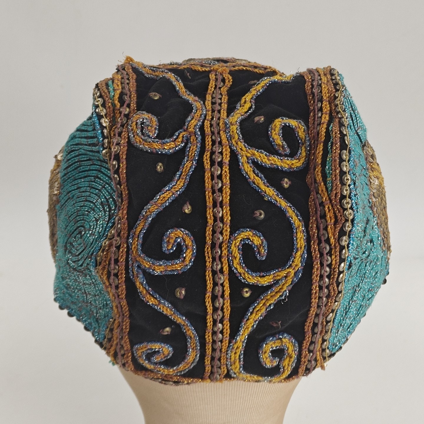 Vintage Sequined Hand Stitched Elephant Hat Made In Myanmar Burma