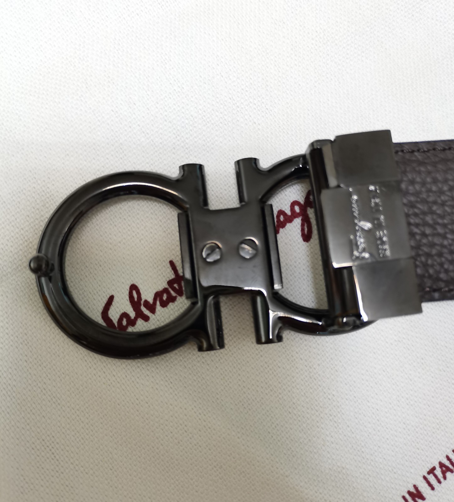 Ferragamo Reversible Black /Brown Belt length120 cm+ Black Horseshoe buckle