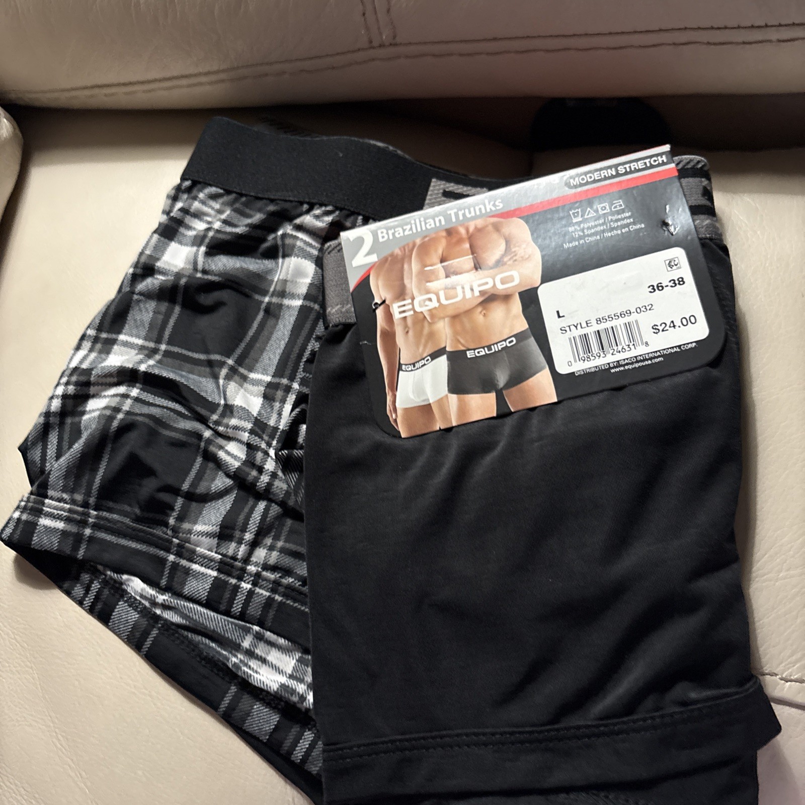 2 Pack Equipo Brazilian TRUNK Brief Underwear Microfiber Stretch Men’s Large
