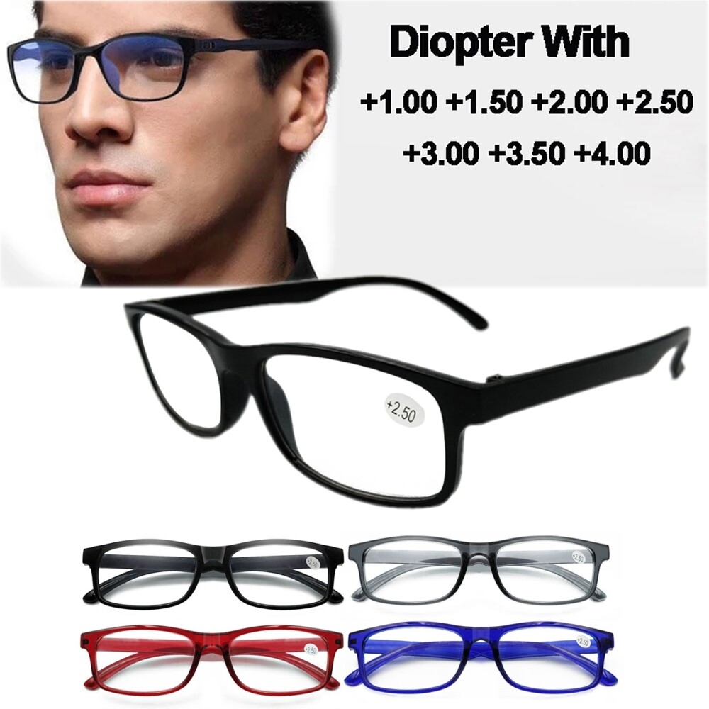 4 Pair Rectangular Spring Hinge Power Reading Reader Glasses For Men Women 1-3.0