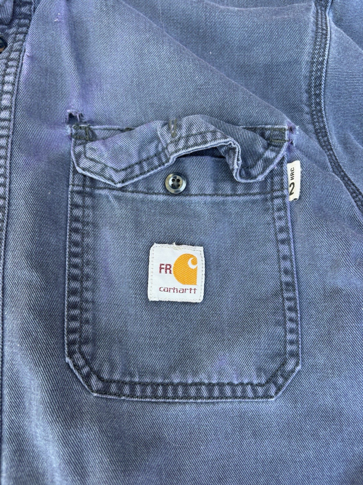 Carhartt FR Flame-Resistant Twill Work Shirt Blue Mens XL Long Sleeve FRS160