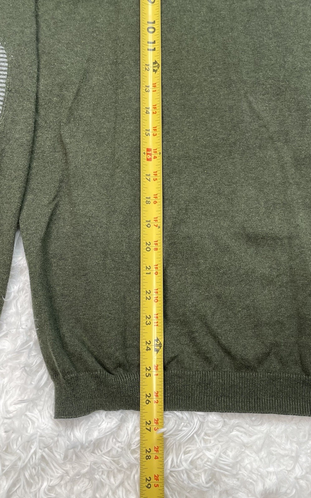 Linksoul Men’s Size L Large Cotton Cashmere Sweater Green Elbow Patches Luxury
