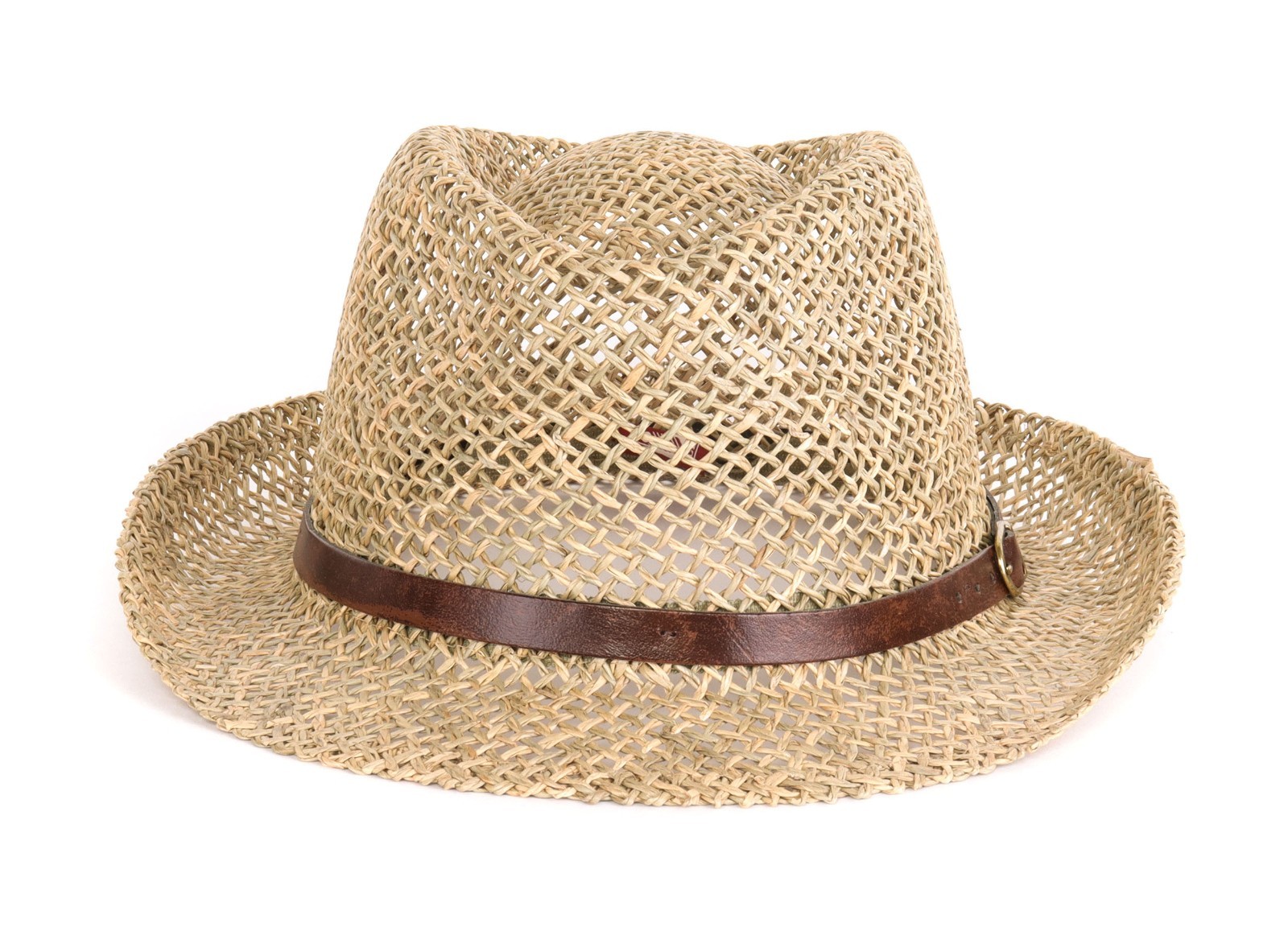 NWT EZZELINO straw Fedora HAT havana open-weave luxury Italy 57 M