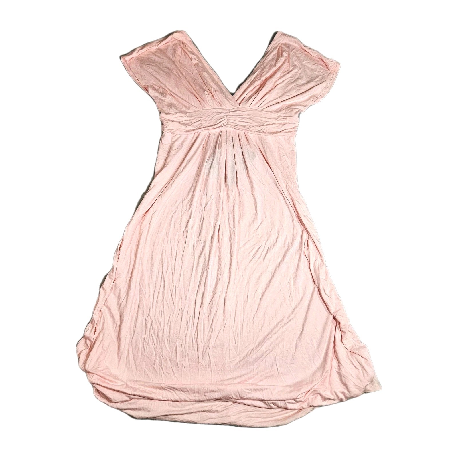 IMAN Global Chic Dress Womens XL Pink NWT Empire Waist Ruched V-Neck Rayon Blend