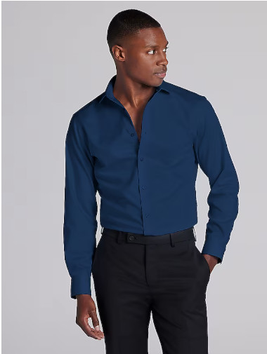 Nautica Slim Fit Dress Shirt in Navy Blue Size 16-16 1/2 34/35 Large