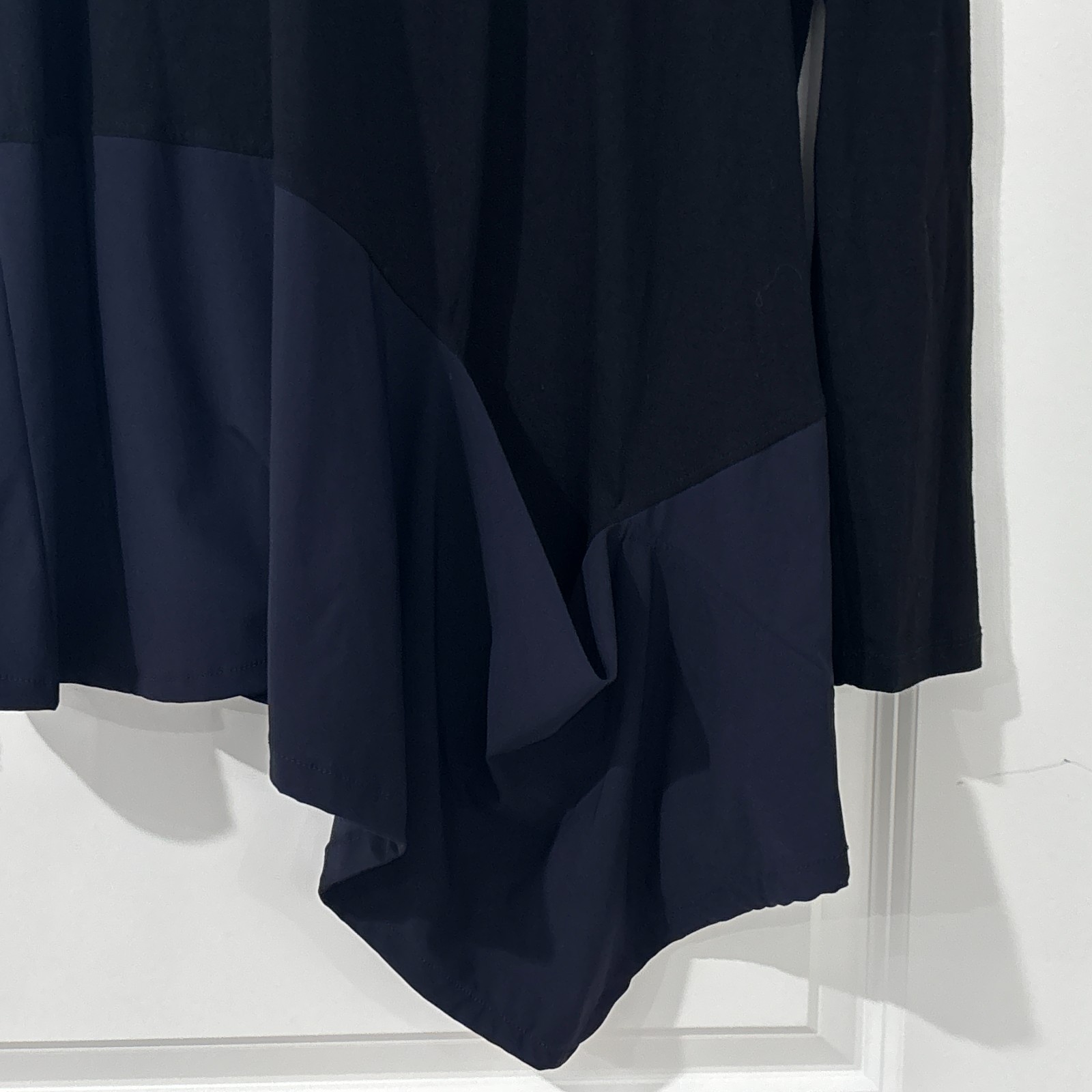 Alembika Tunic Top Size 3 Medium Black Blue Asymmetrical Lagenlook Pocket