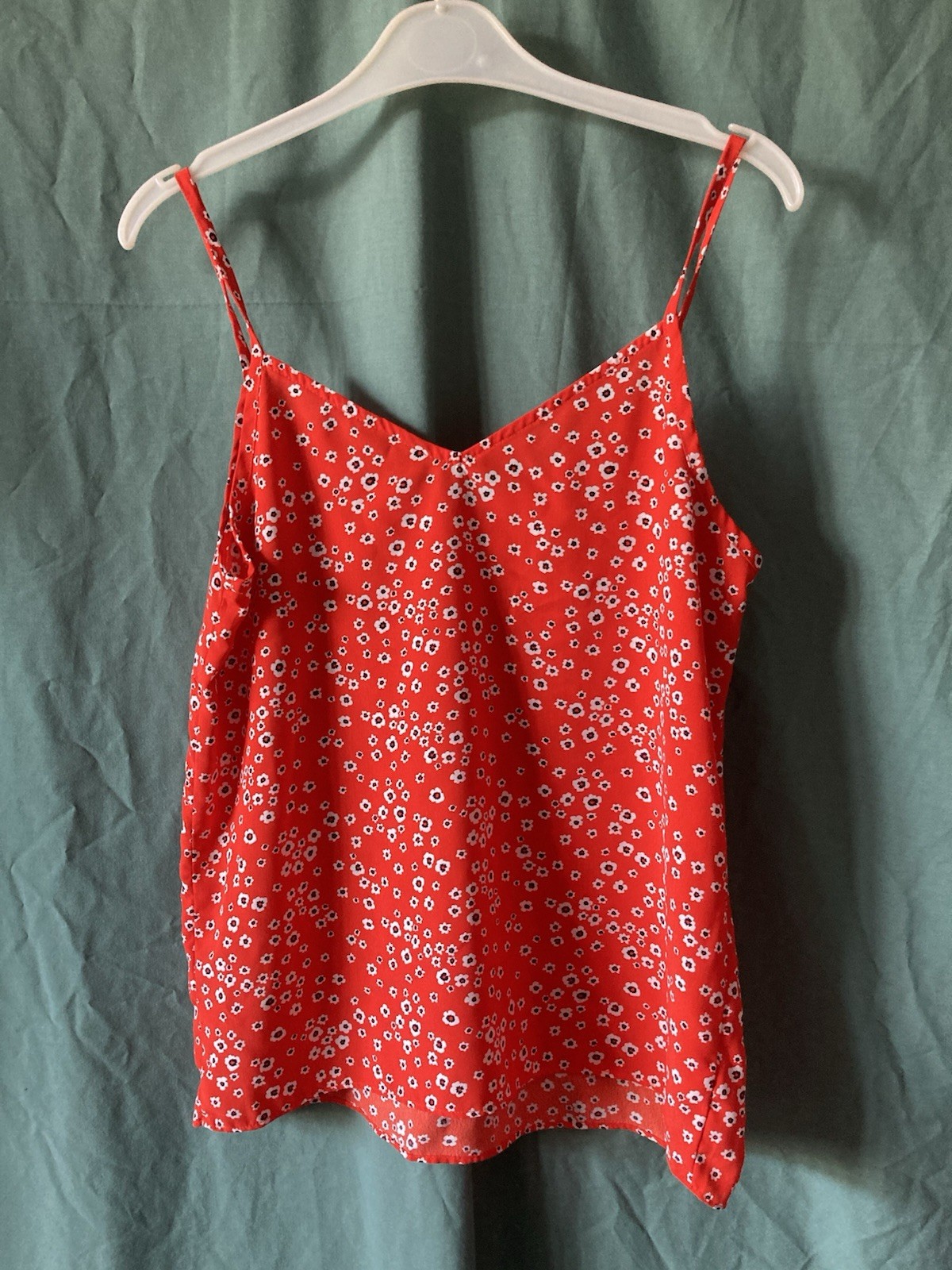 Ladies Set 2 Cami Tops Silky Black Pink Rose / Red White Floral Size 10 BNWOT