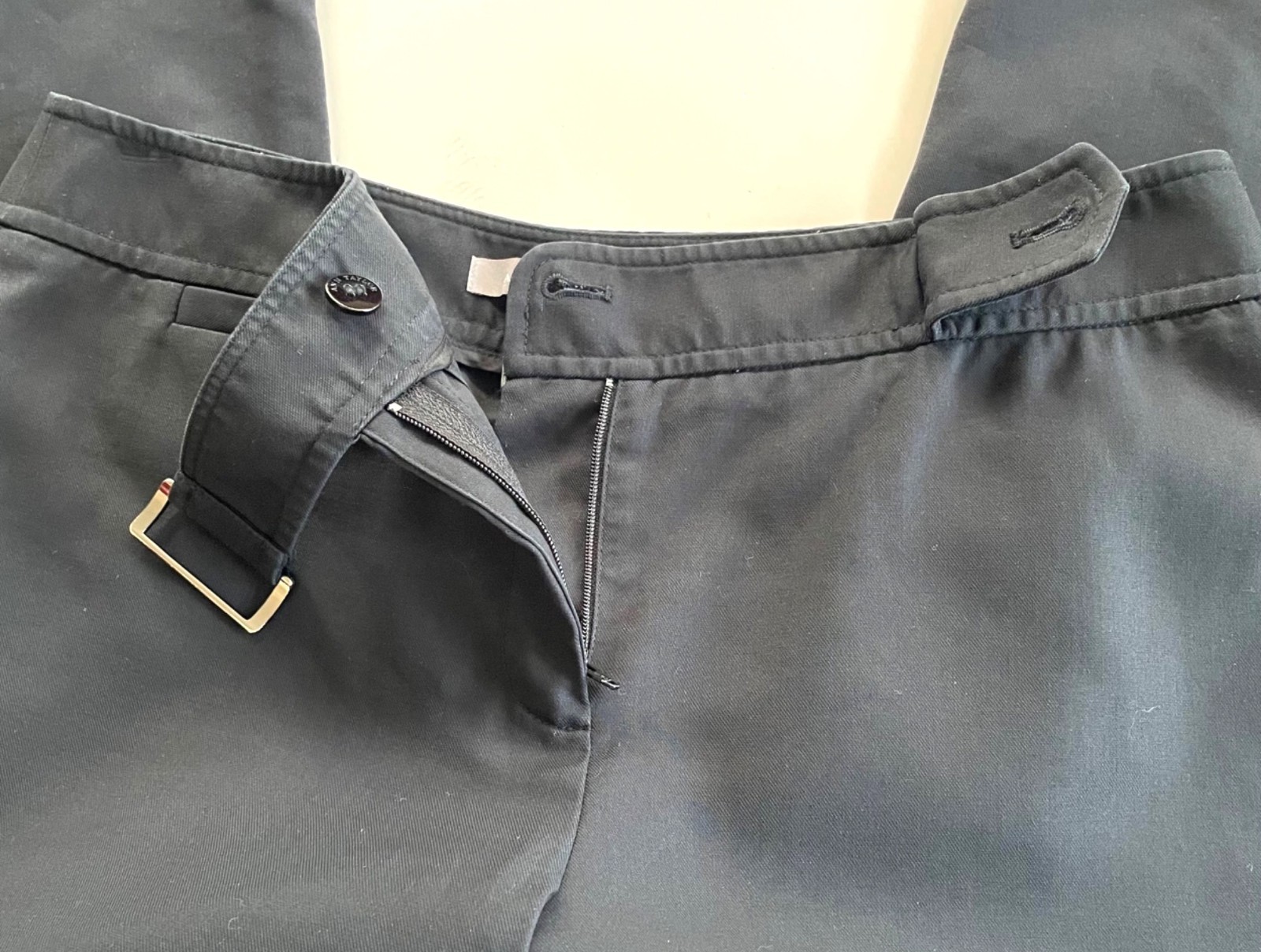 Ann Taylor Women’s Black Margo Lined Wide Leg Dress Pants Size 4 Buckle Detail