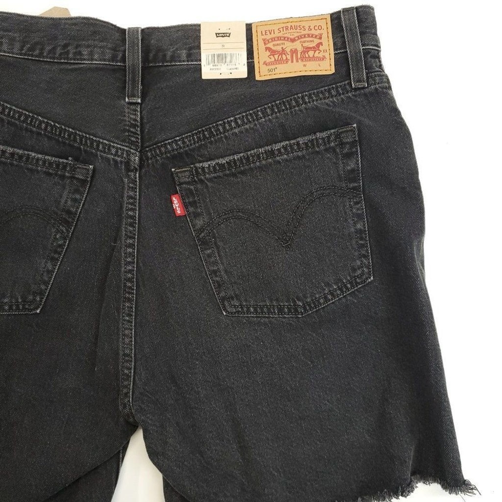 Levi’s 501 Ripped High Rise Mid Thigh Denim Shorts Size 31