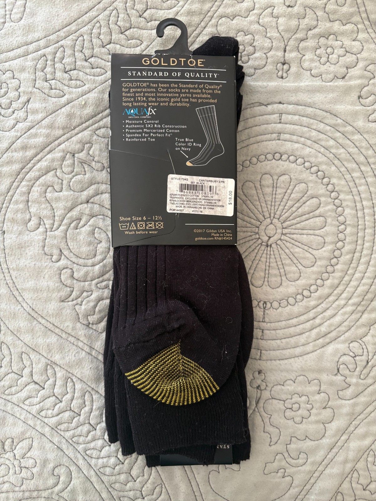 Gold Toe Men’s Socks Canterbury 794S 3 pair Black