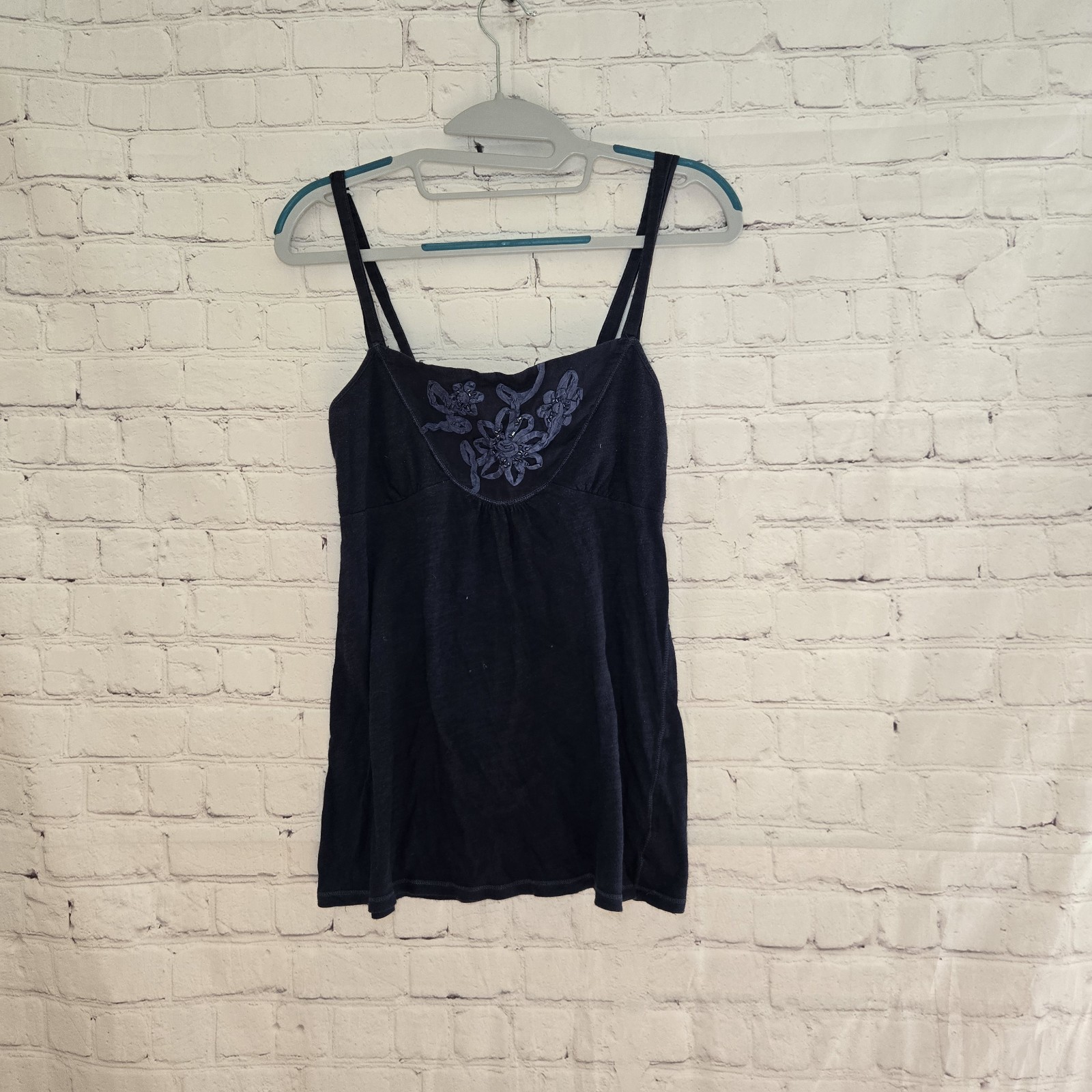 American Eagle Sz M Embroidered Sequin Babydoll Tank Y2K Preppy Fairy