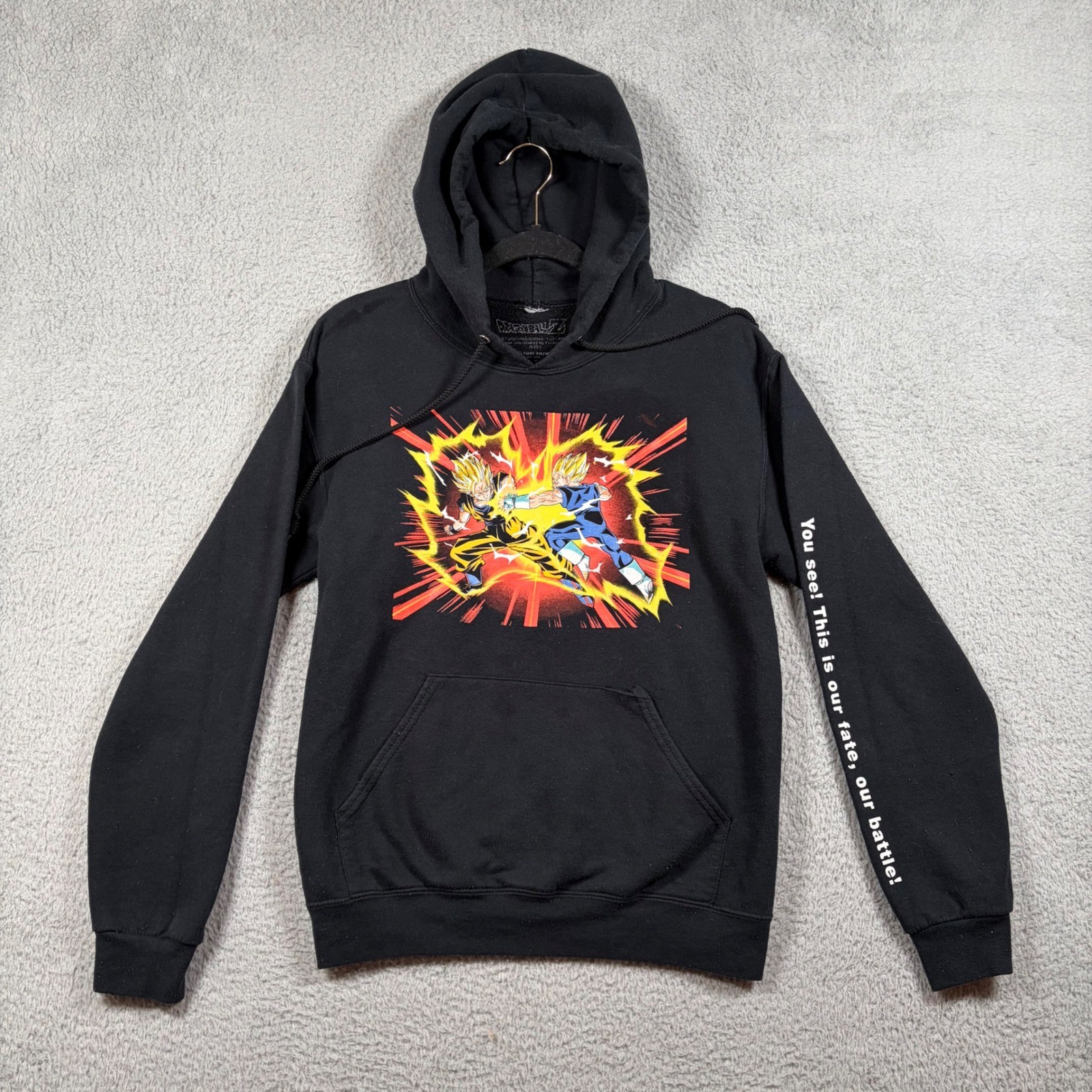 Rare Dragon Ball Z Hoodie Men’s S Goku Vs Vegeta Toei Animation Tag Sweatshirt