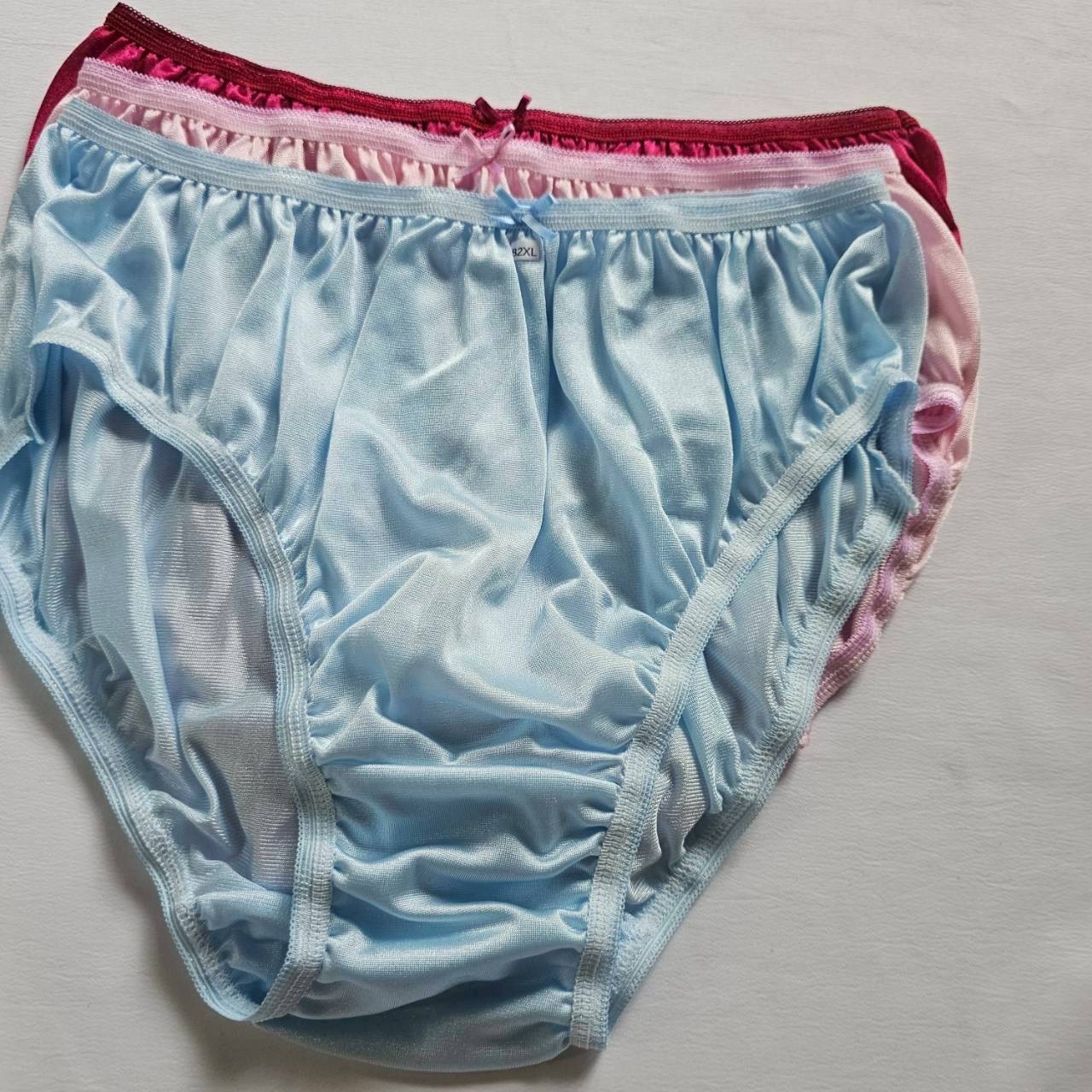 12 Plus Underwear Mid-Waist Panties Women Mens Briefs Nylon Silky Soft /2XL/Mix