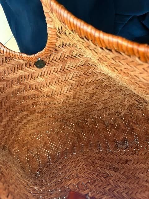 Dragon Diffusion Leather Mesh Totebag Nantucket Basket Handbag Brown Excellent