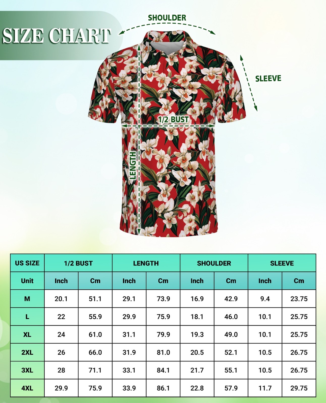 Men’s Polo Shirt Red Orchid Ginger Floral Golf Shirt Gift for Flower Lovers