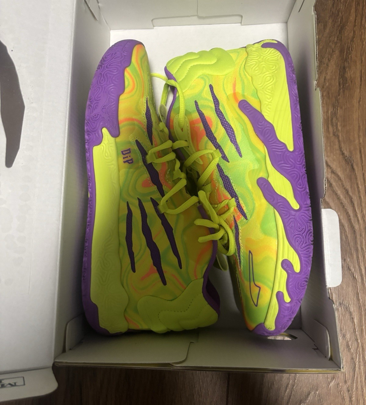 PUMA LaMelo Ball MB.03 Unisex Kids 7.5 Green Purple Yellow Low Top Lace Up