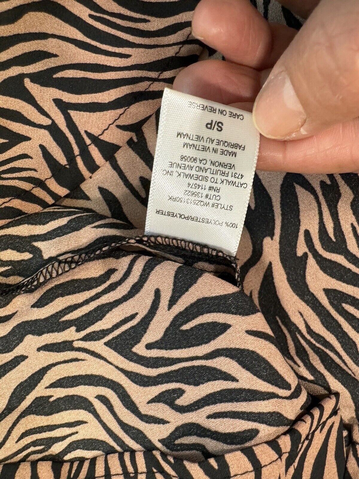 Pleione Zebra Print Button Up Blouse Women Small Roll Tab Long Sleeve NWT