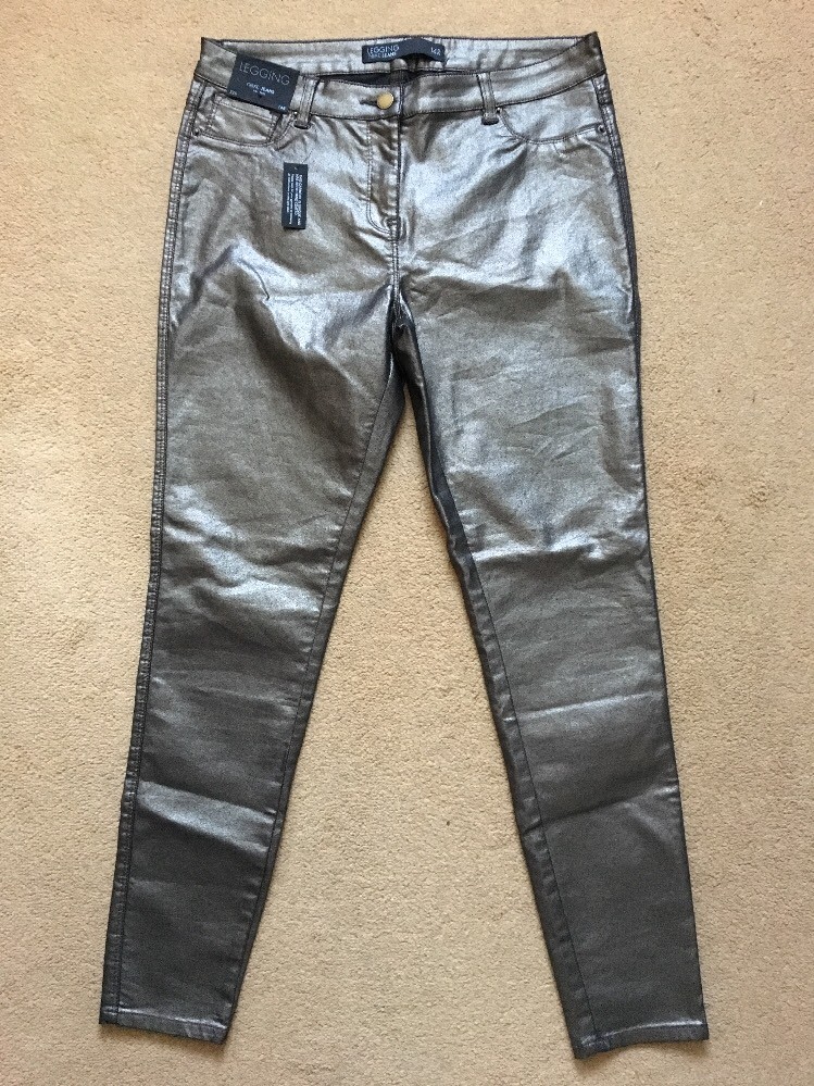 Next Women’s Skinny Stretch Bronze Pull-on Legging Jeans, UK14R, L29″