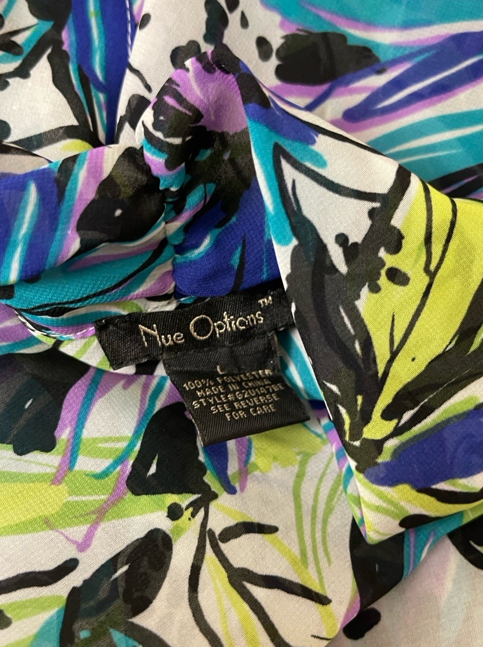 Nue Options Semi Sheer Duster Cardigan Size Large Multicolor Floral