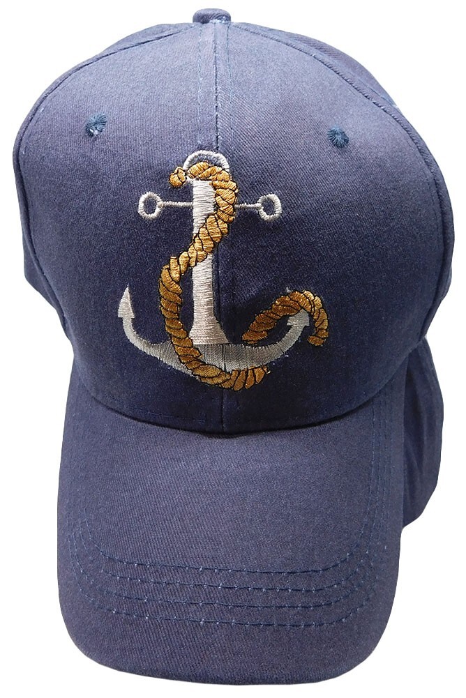 Anchor Yacht Club Boating Nautical Navy Blue Adjustable Embroidered Cap Hat
