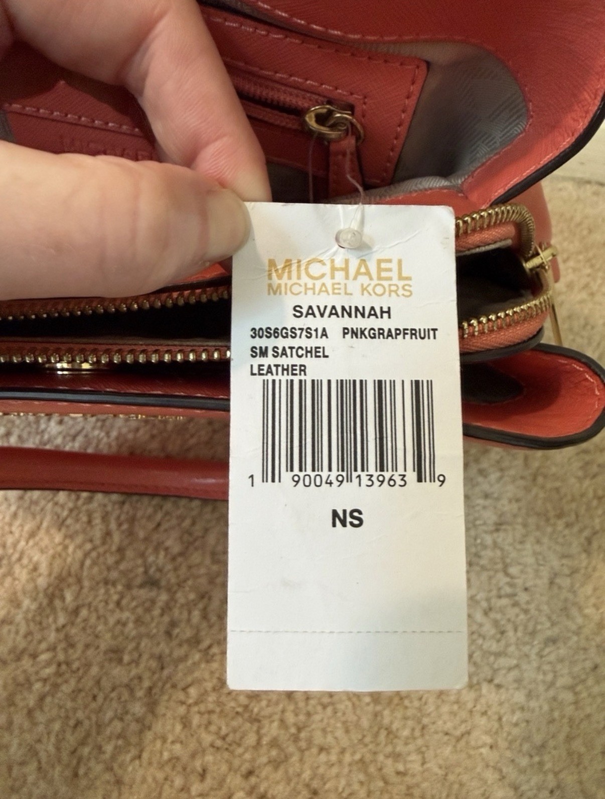 Michael Kors Savannah Small Satchel Saffiano Leather Top Handle Pink Grapefruit