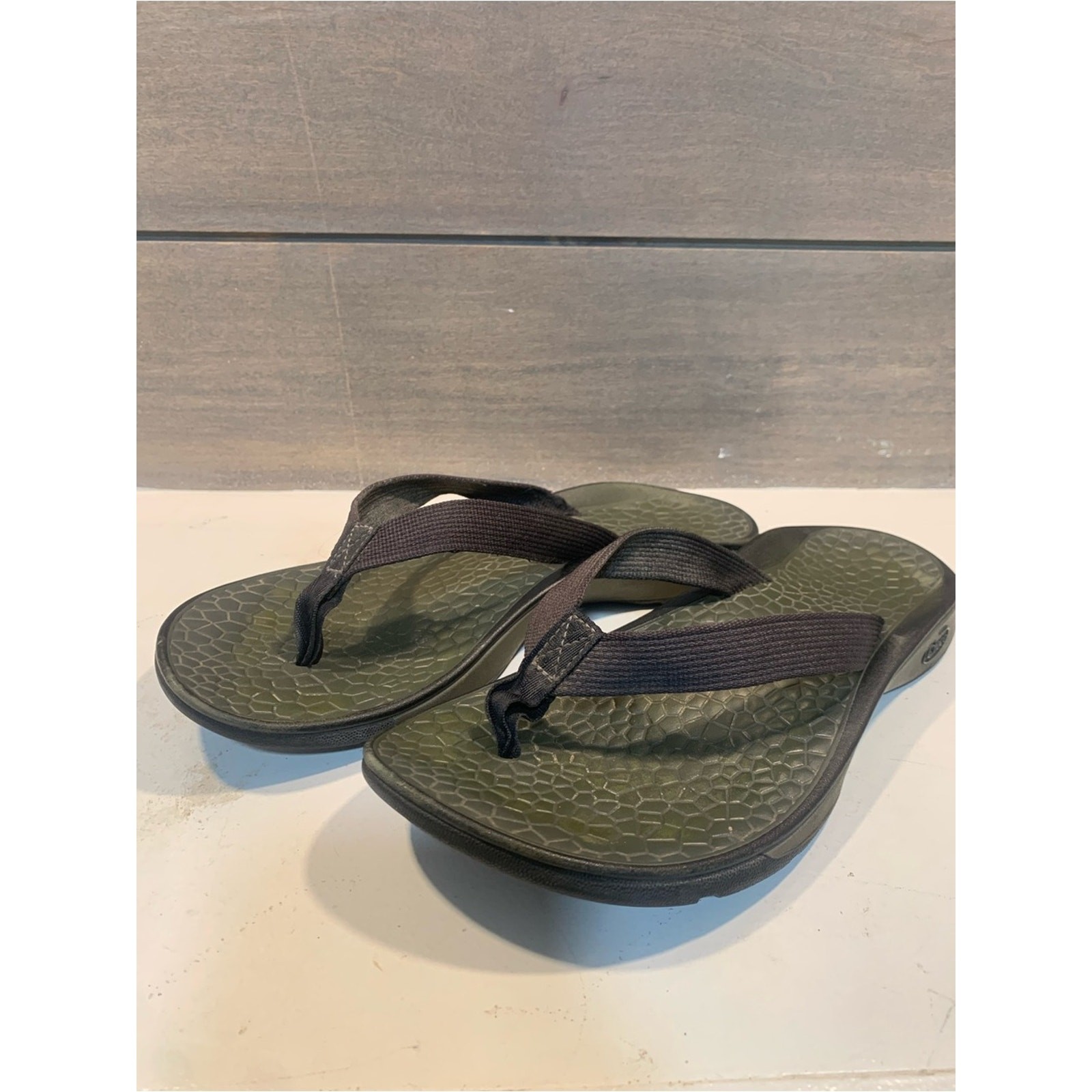Chaco Mens Classic Flip EcoTread Sandal Black Green Sz 8 Casual Outdoor