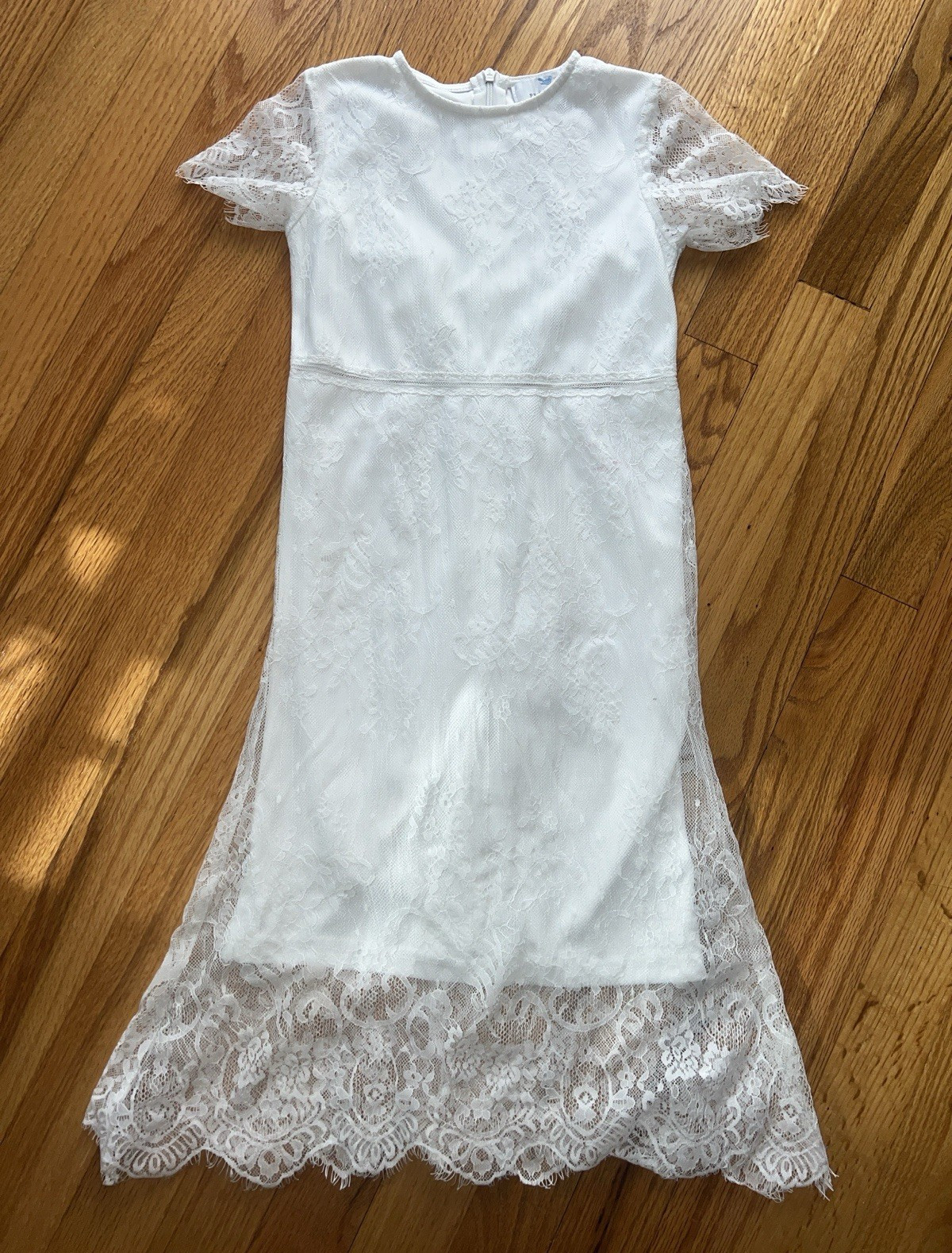 Peyton Bre Girls Size 6 White Lace Floral Shift Dress Knee Length Formal