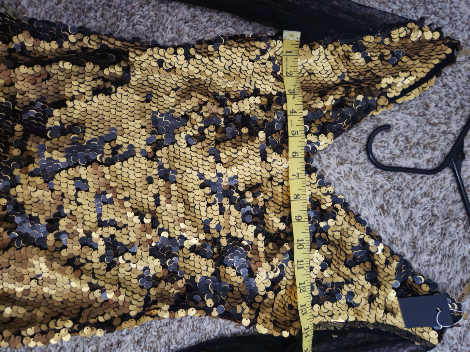 Luxury Gold Black Sequin Evening Gown Sheer Mesh Train Long Sleeve V Neck NWT EU