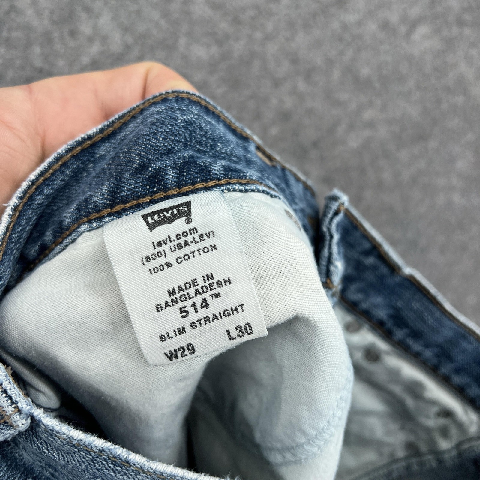 Levis 514 Jeans Mens 29×30 Blue Light Wash Slim Fit Straight Denim Cotton Casual
