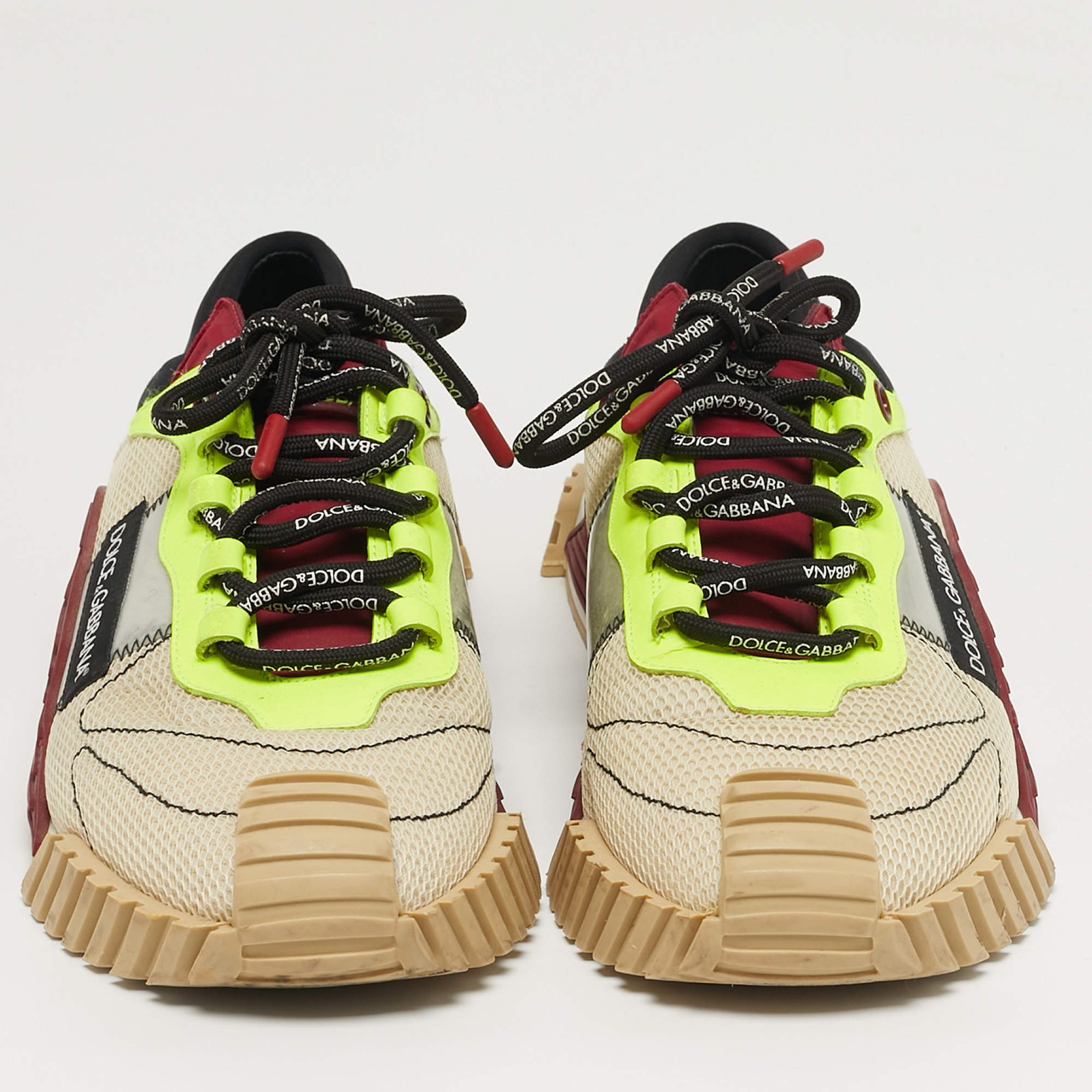 Dolce Gabbana Ns1 Size 44 Multicolor Mesh and Neoprene Lace Up Sneakers
