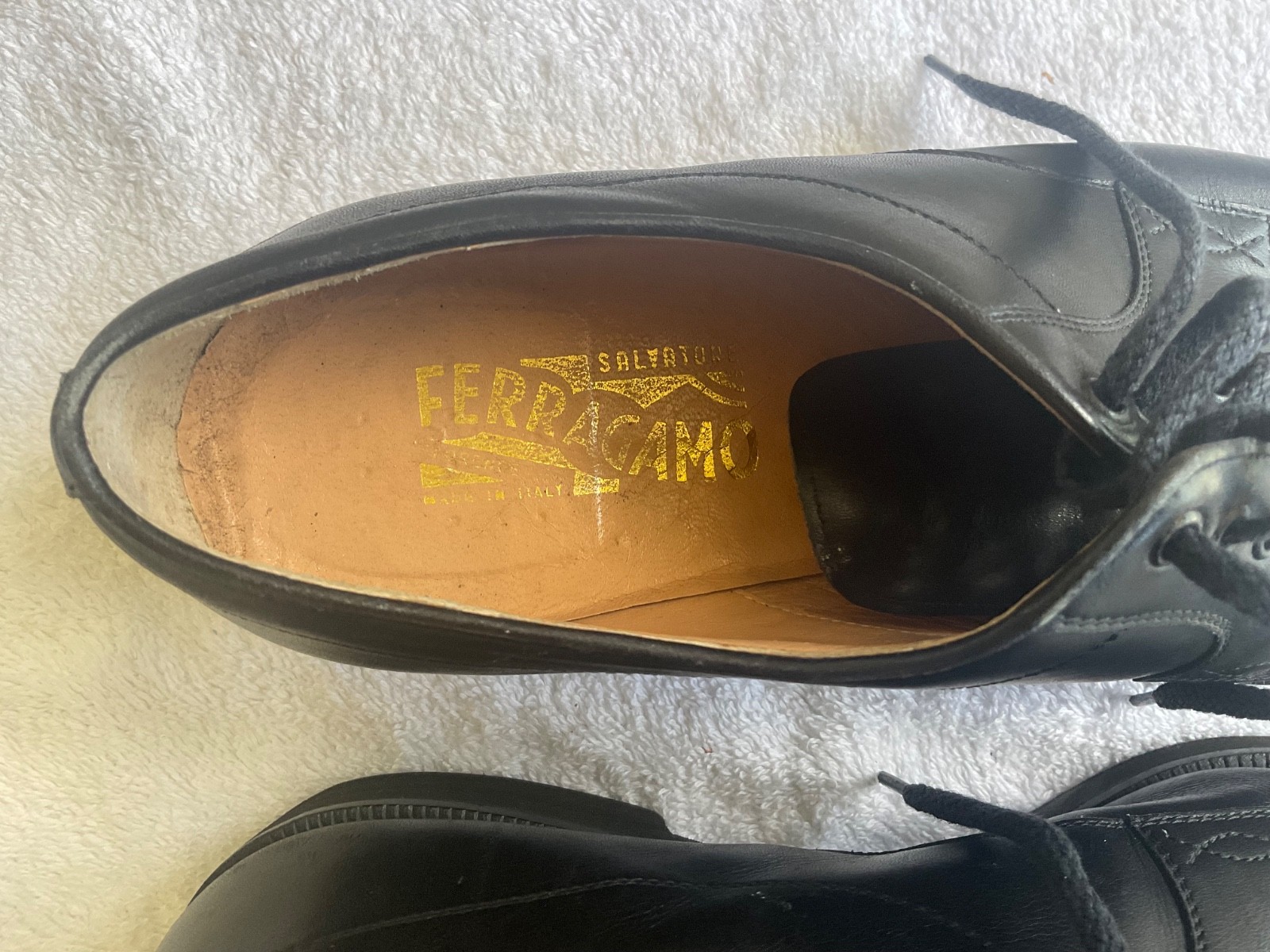 Salvatore Ferragamo Italian Made Men’s Shoes US 8 Black Vintage From Mid 1980’s