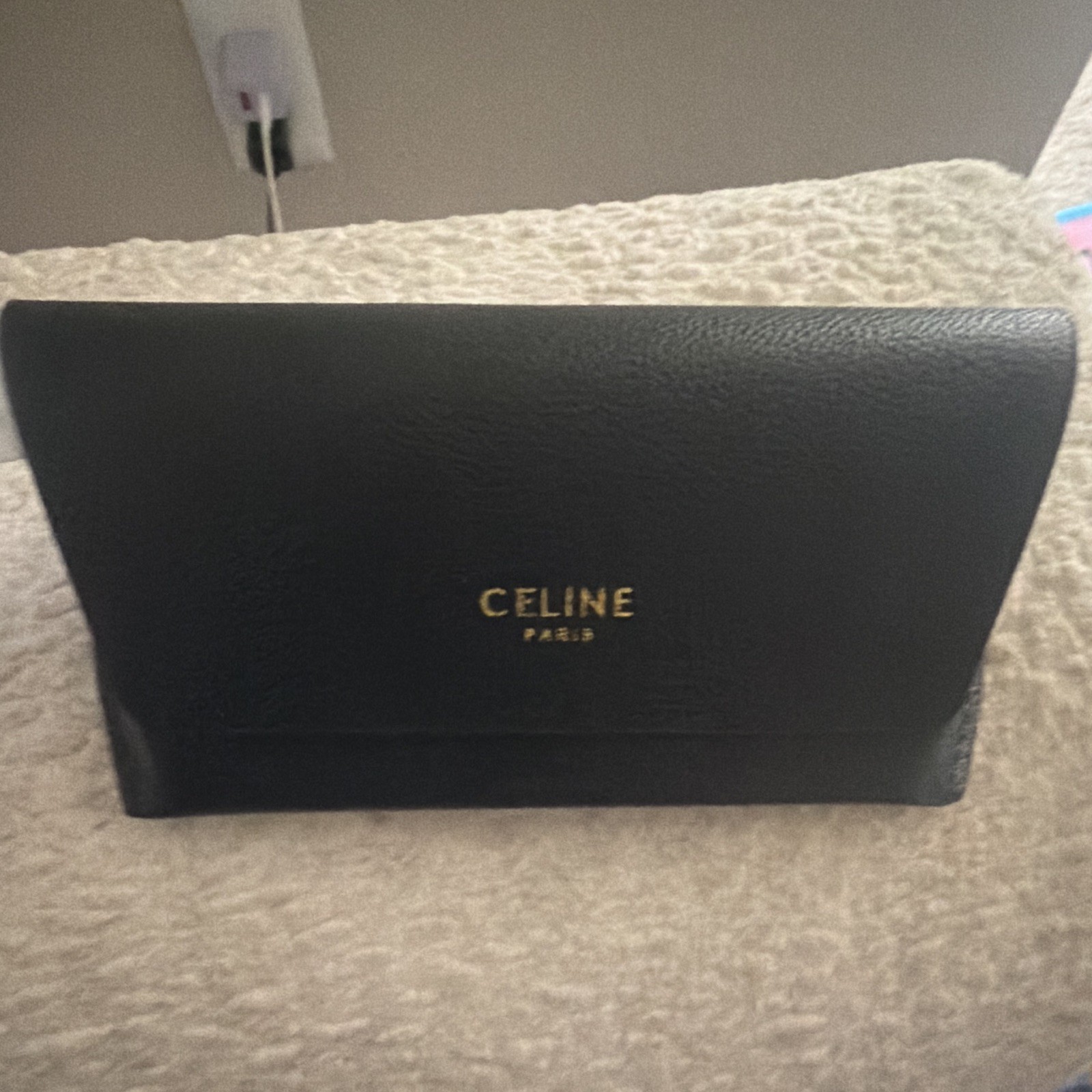 CELINE Women’s Oversized Oval Sunglasses Black Frame/Black Tinted Lens Logo