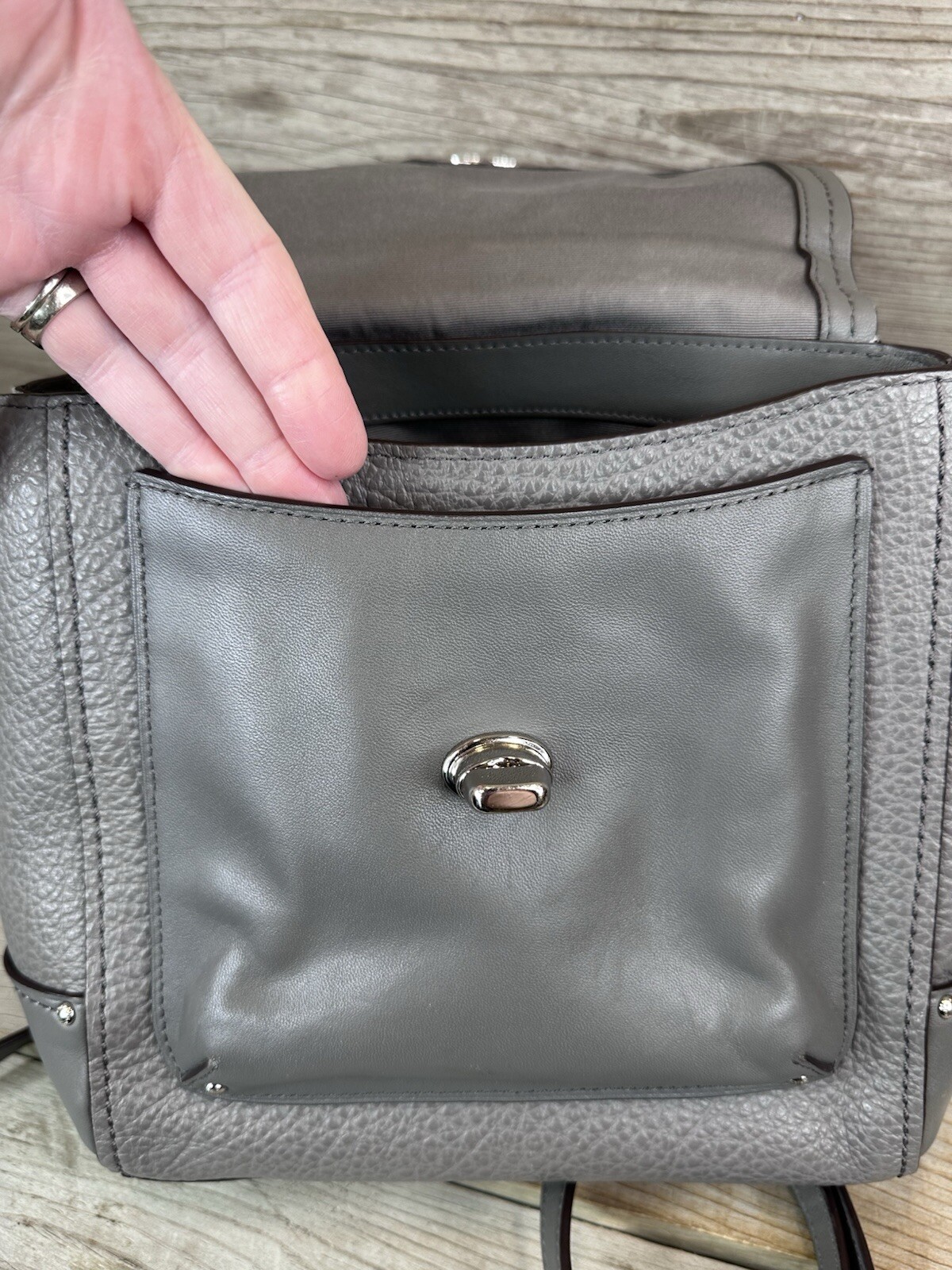 TRENDY Coach FAYE CONVERTIBLE BACKPACK 30525 Gray Leather Shoulder Bag Crossbody