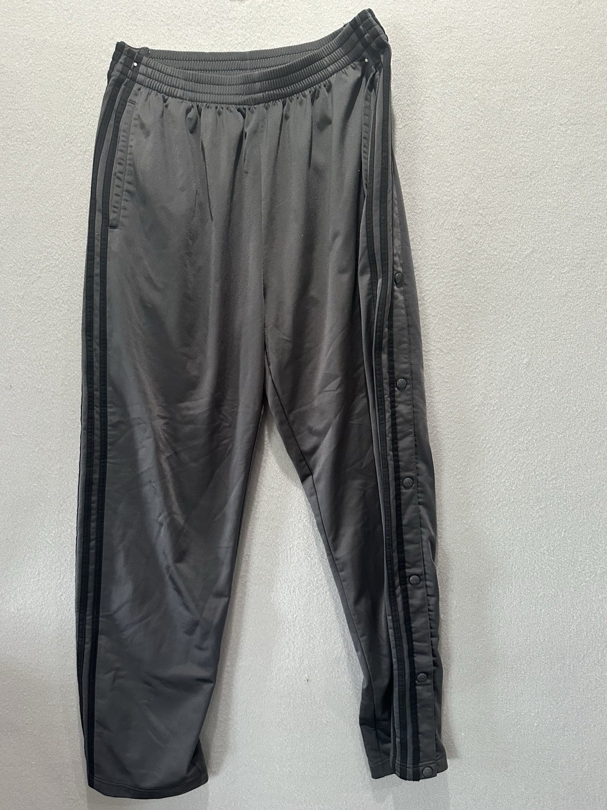 Vintage Adidas Soft Shiny Dazzle Pants Size L Silky Snap Tear Away Baggy Gray