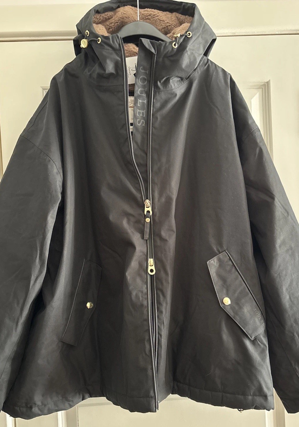 JOULES Coverwell Black Fleece Lined Waterproof Coat M/L EU40-46 BNWT RRP£129 Bl