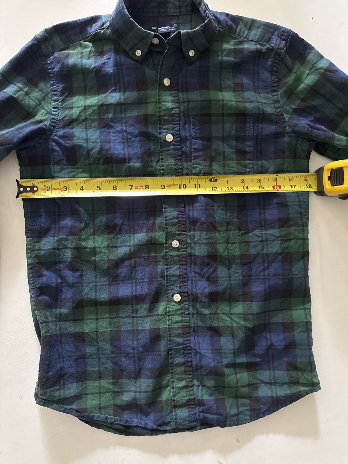 Gap Slim Fit Plaid Button Down Shirt Men’s XS Blue Green Black Watch Long Sleeve
