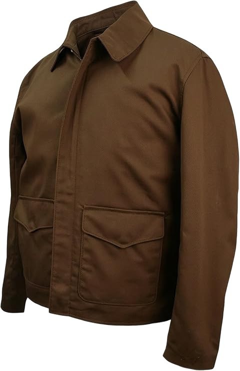 Men’s Black Chore Jacket Utility Workwear Coat Collared Flap Pocket Casual