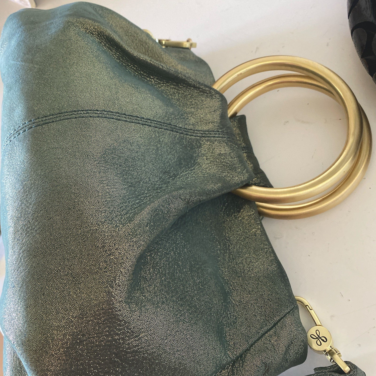 RARE Hobo Sheila Evergreen Shimmer Satchel Bag With Dust Bag NICE!