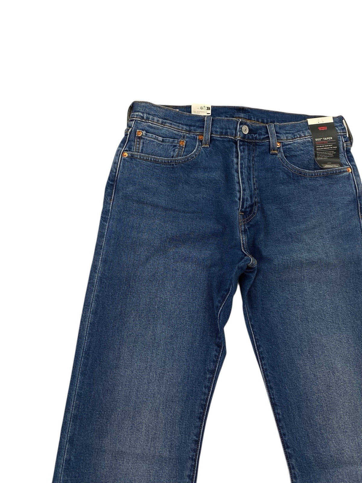 NEW Levi’s Strauss Premium 502 Taper Selvedge Medium Blue Mens Denim Jeans