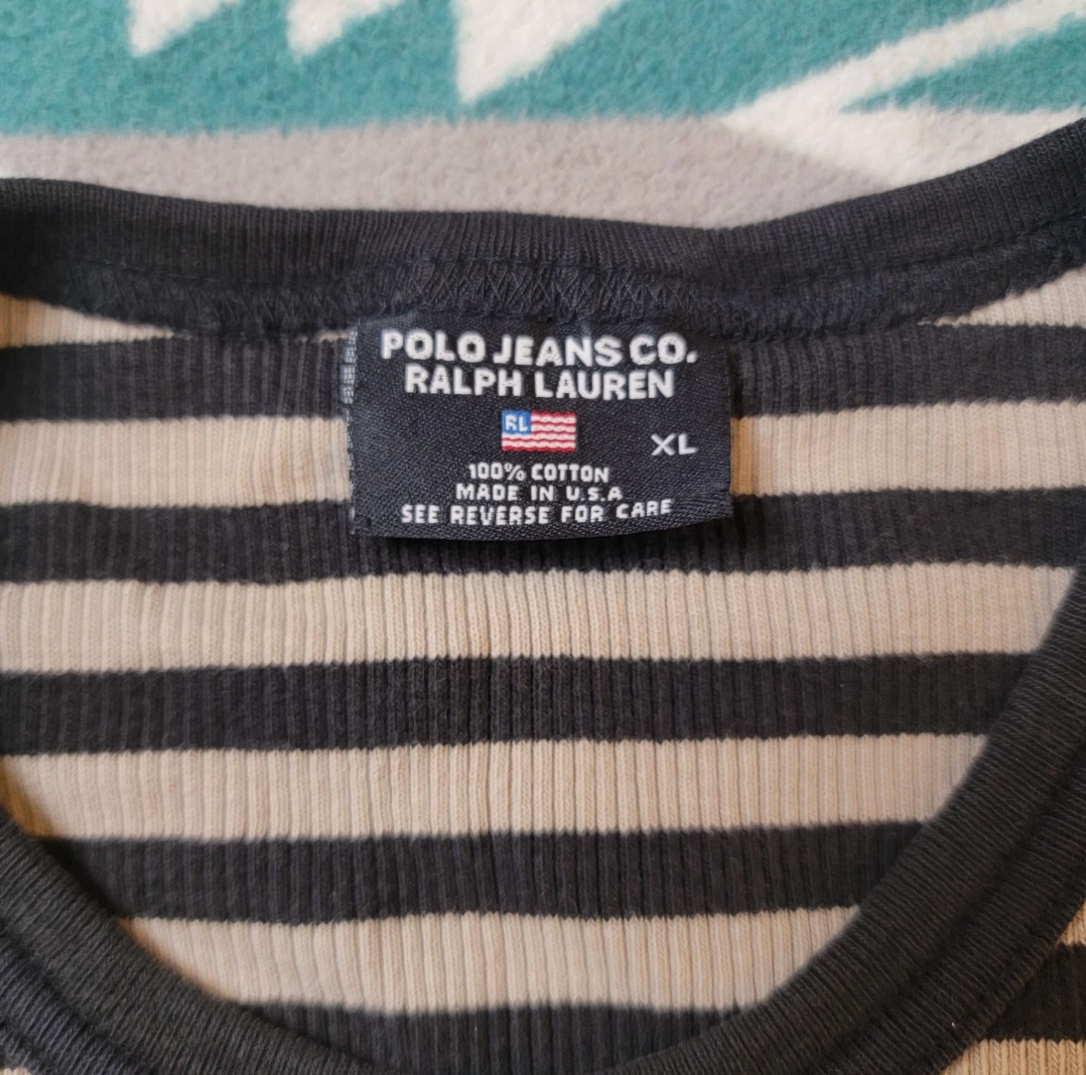 Vintage Polo Jeans Co Ralph Lauren Men’s Ribbed Striped T-Shirt XL 90s USA Made