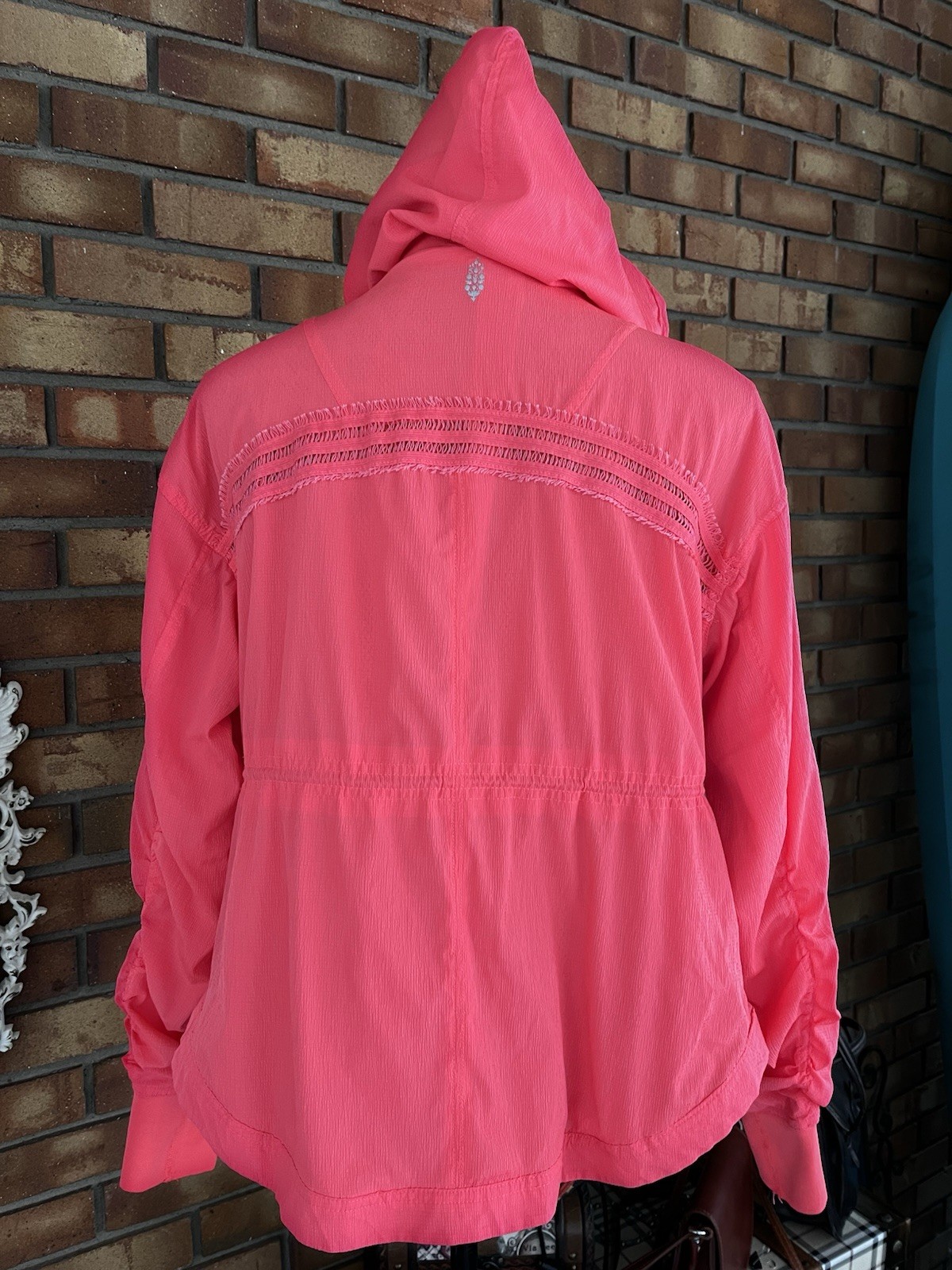 Free People Movement Run Wild Light Jacket (XS) Oversized Neon Pink Vivid Coral