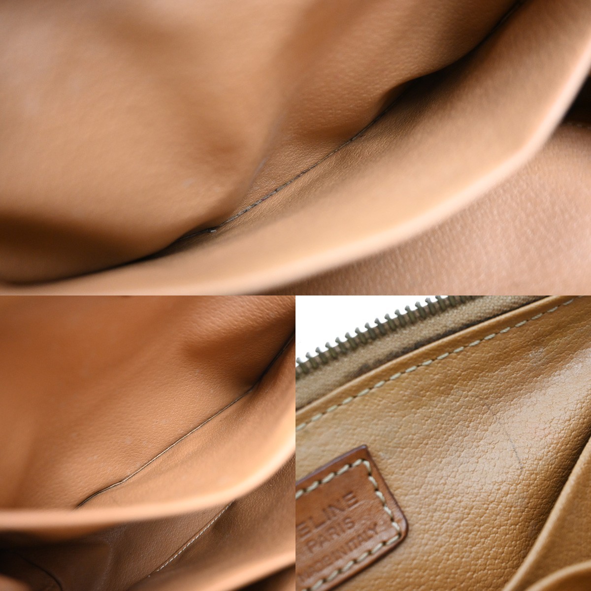 CELINE Logo Macadam Pattern Pouch PVC Leather Brown GHW Italy 01MA729