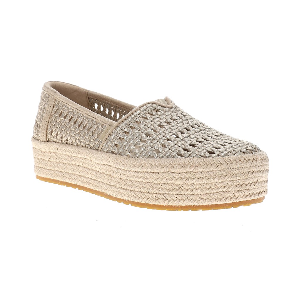 TOMS Valencia Platform Espadrille Womens Gold Flats Casual 10021921T-710