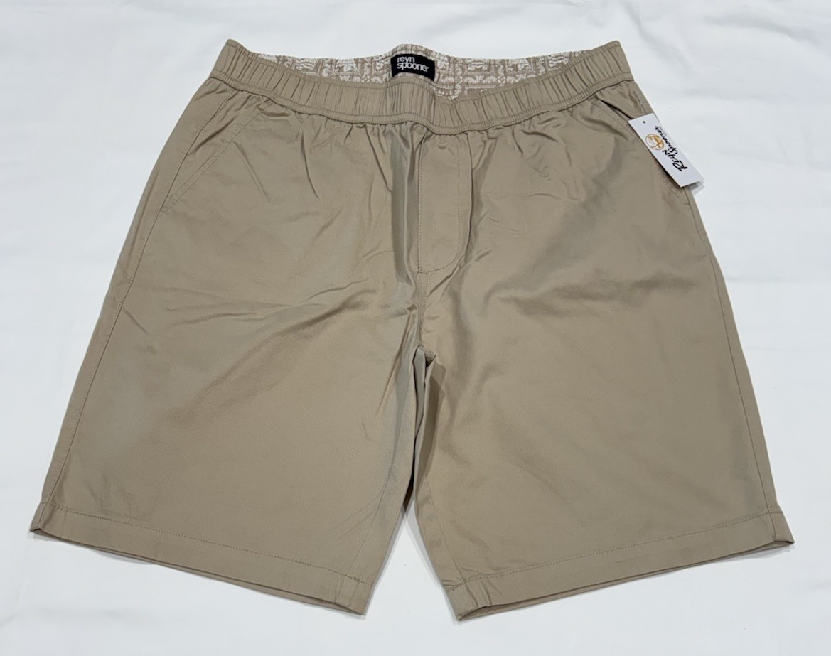 NWT REYN SPOONER Men’s Cruiser 3.0 Elastic Waist Shorts 8.75” Inseam Khaki Sz M