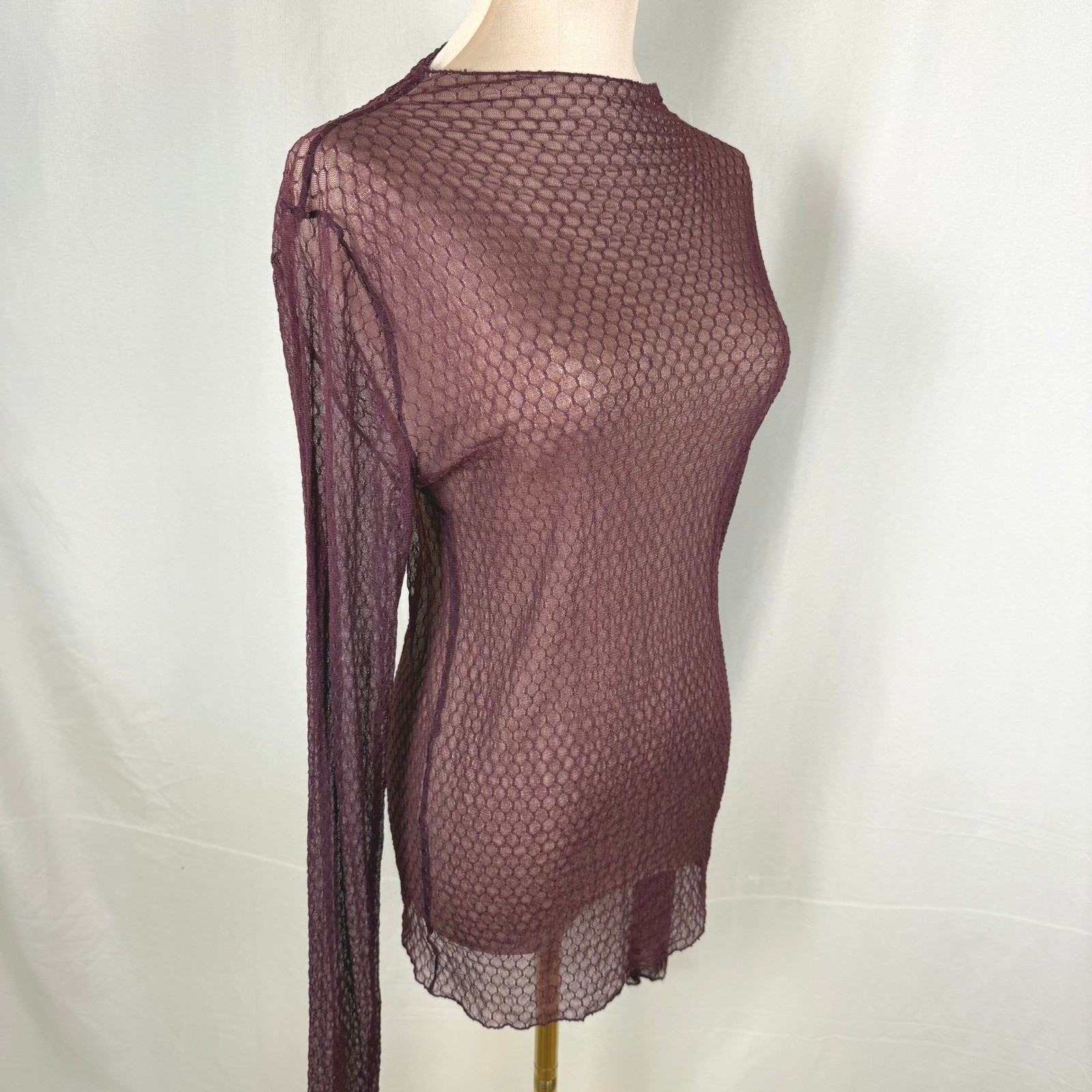Intimately Free People Minding My Business Mesh NWT Top Wine L Whimsigoth Indie