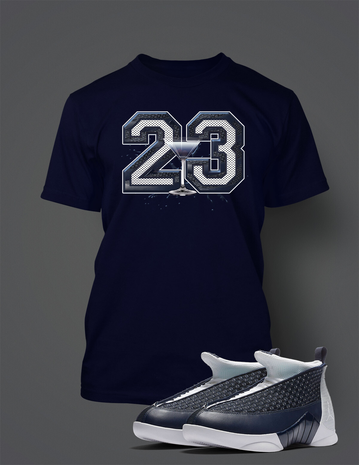 23 Graphic Sneaker Tee Shirt Complements J’s 15 OBSIDIAN Shoe Big Tall Navy T
