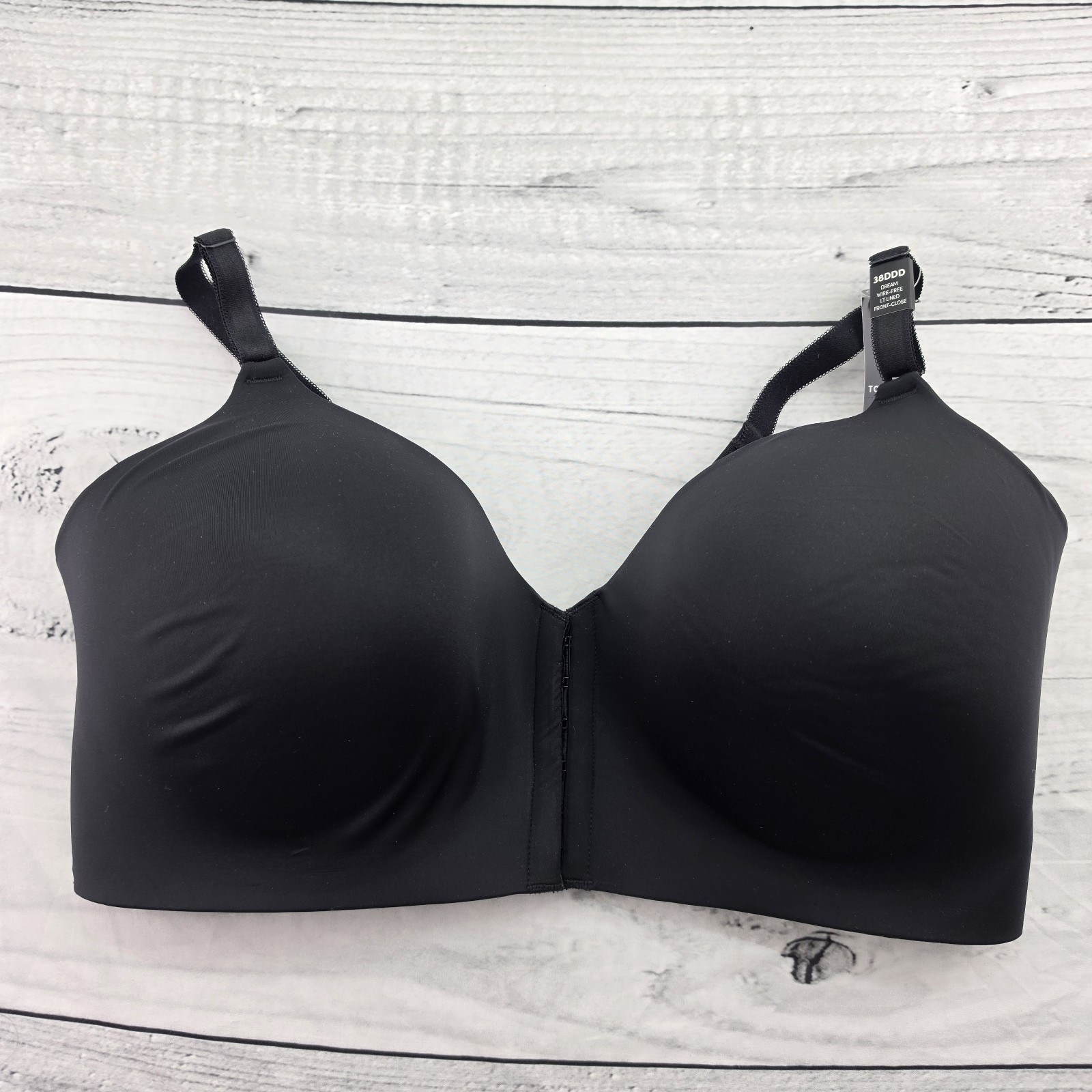 NWT Torrid Dream Wire Free Bra Front Hook Eye Closure Black Back Smoothing 38DDD