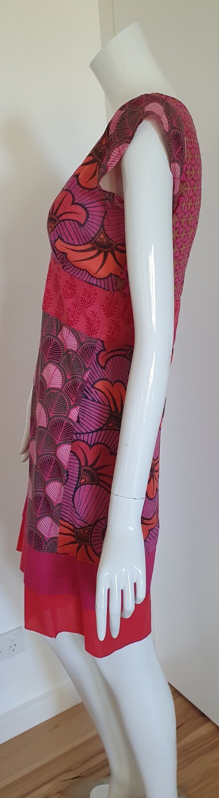 Boom Shankar Sz 8 Dress S/Sleeve Boho Printed 100% Cotton