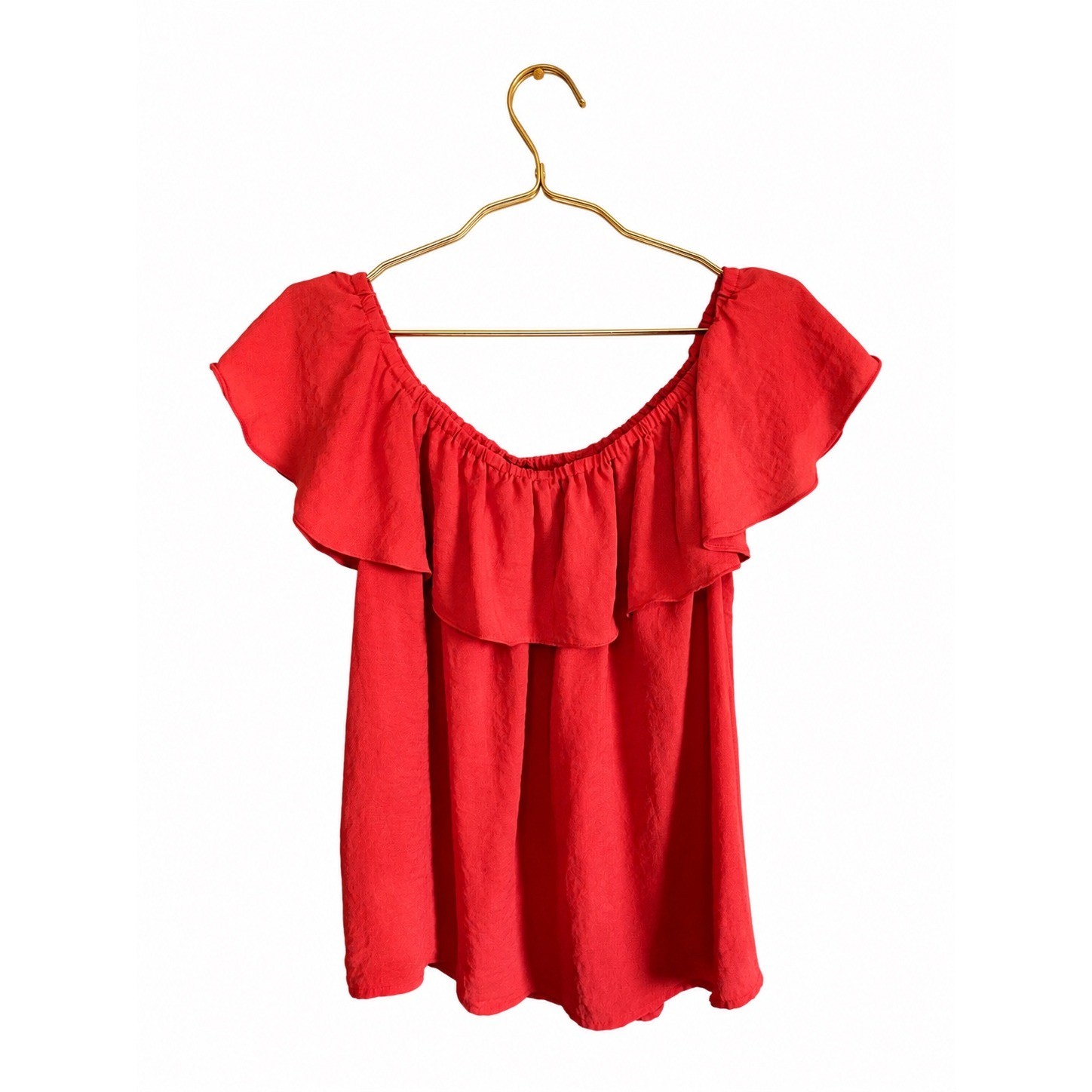 Maeve Anthropologie Size M Coral Off Shoulder Ruffle Flutter Sleeve Boho Top