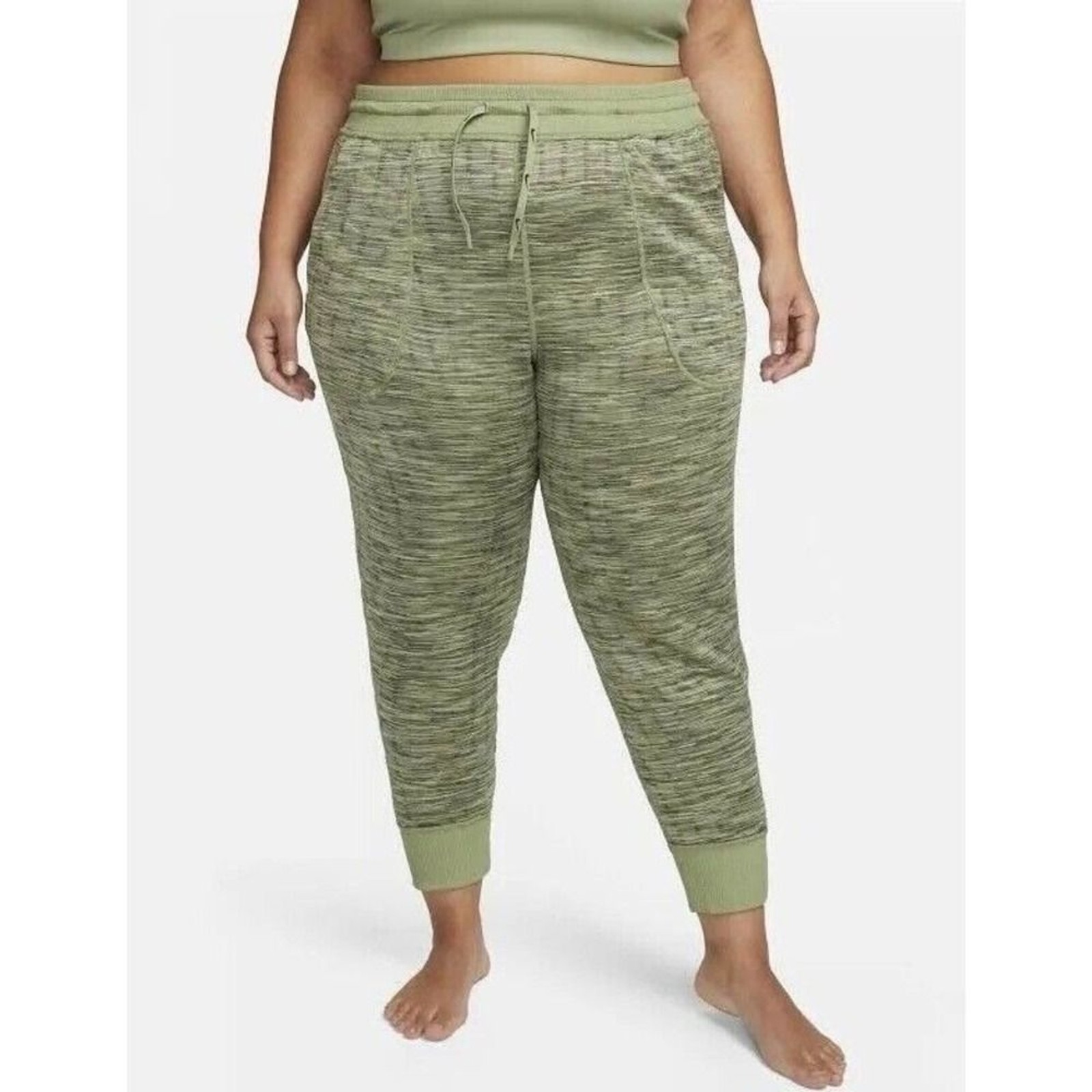 Nike Joggers Sz 1X Yoga Stretch Luxe Thermal Reversible Quilted Green $120 New